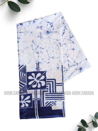 SH1312/ CSA1318 - White with blue designed Shirt & Sarong kit | Ceylon Batik | Hand Made | Men's Collection | Cotton Shirt | Summer Wear | Party Wear |