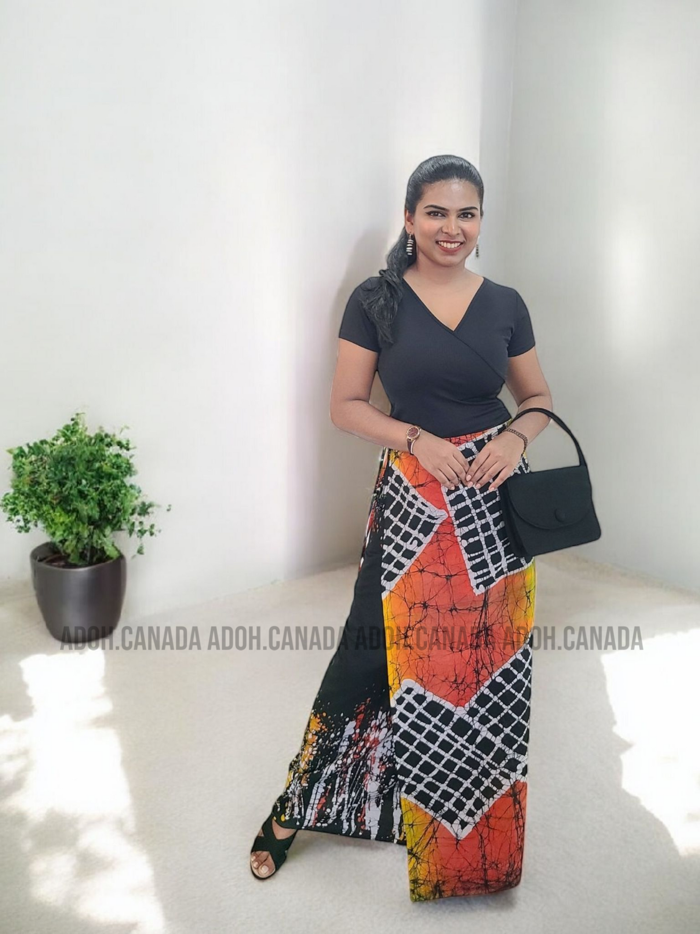 LU1235 - Black with Multi color designed Batik Lungi Skirt |Ceylon Batik | Hand Made | Summer Collection | Cotton Batik Lungi | Traditional Collection