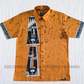 SH1116 - Mustard yellow with black face designed Batik Shirt | Ceylon Batik | Hand Made | Men's Collection | Cotton Shirt | Summer Wear