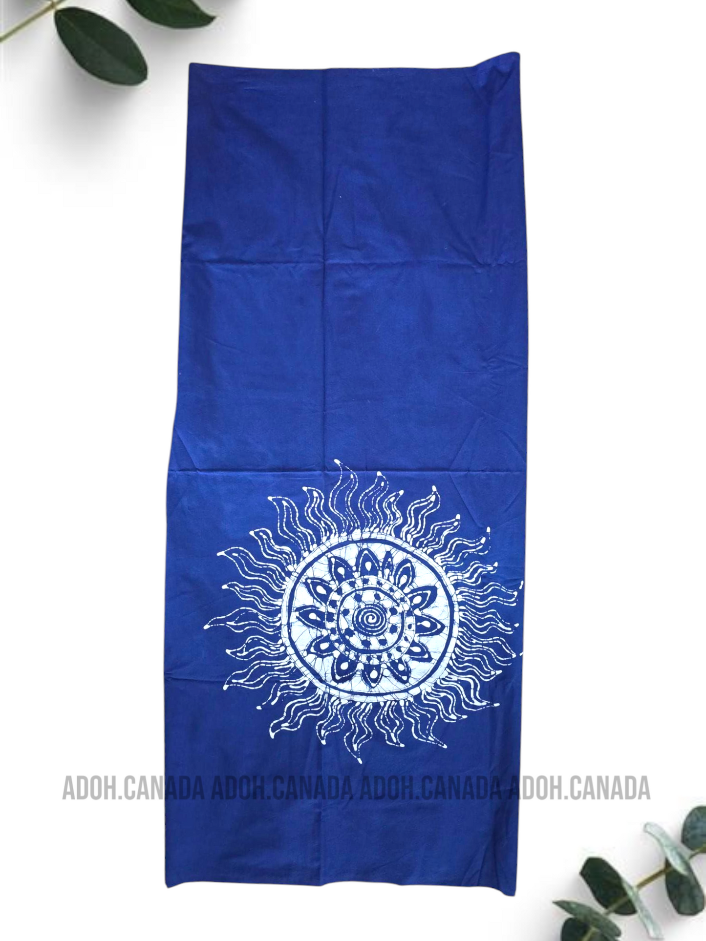CSA1396 - Blue Sarong with white Sun designed| Ceylon Batik | Hand Made | Men's Collection | Cotton Sarong| Summer Wear | Party Wear