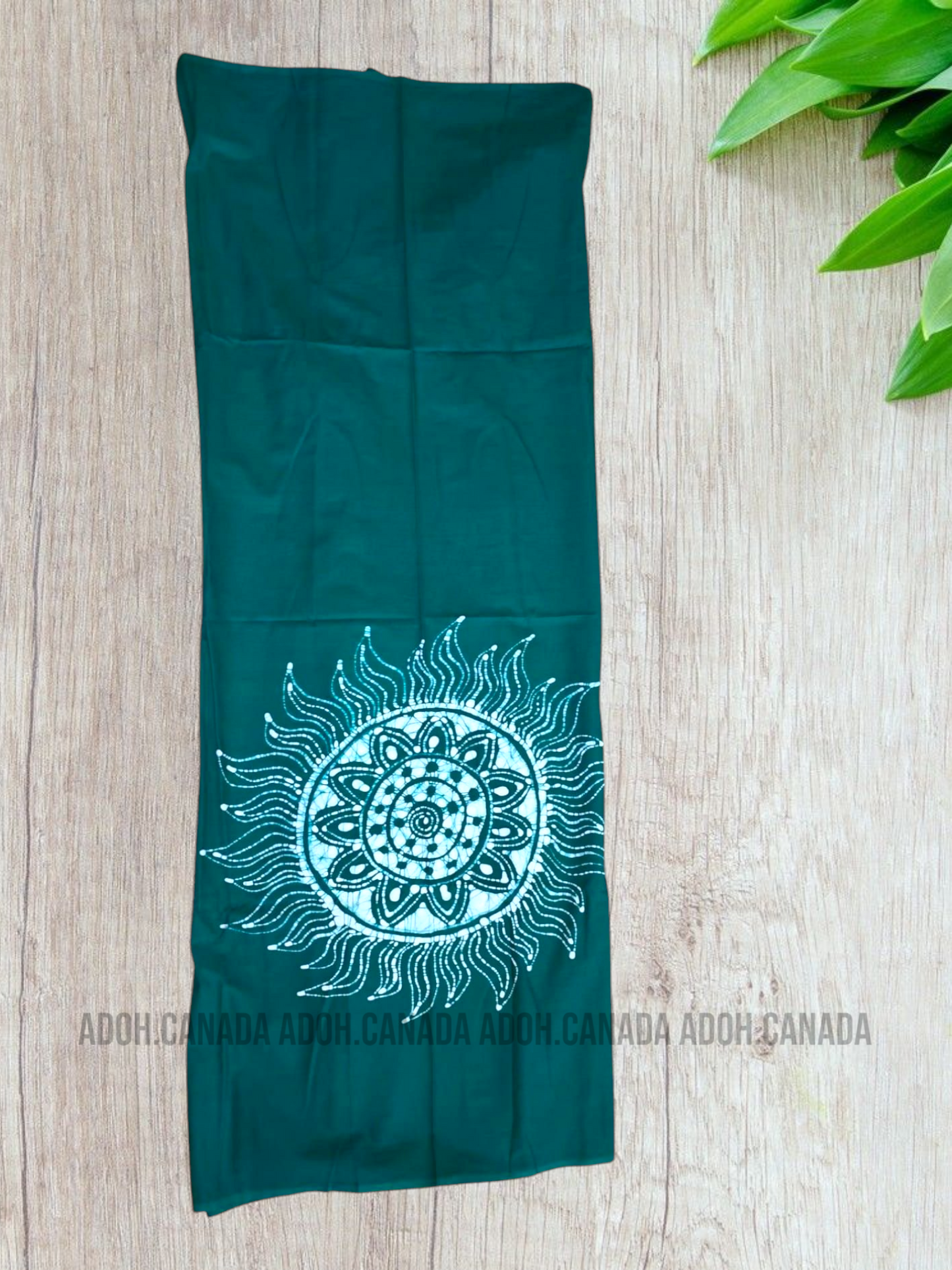 CSA1395 - Green Sarong with white Sun design | Ceylon Batik | Hand Made | Men's Collection | Cotton Sarong| Summer Wear | Party Wear