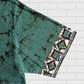SH1154 - Green shirt with Black and off-white designed Batik Shirt | Ceylon Batik | Hand Made | Men's Collection | Cotton Shirt | Summer Wear