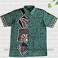 SH1154 - Green shirt with Black and off-white designed Batik Shirt | Ceylon Batik | Hand Made | Men's Collection | Cotton Shirt | Summer Wear