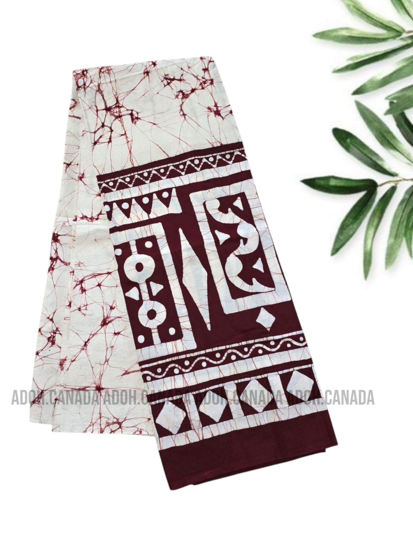 CSA1393 - White sarong with maroon design| Ceylon Batik | Hand Made | Men's Collection | Cotton Sarong| Summer Wear | Party Wear