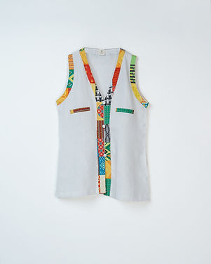 JSC003 - Long Vest | Sumba | Motif | Indonesian Collection | Irish Linen