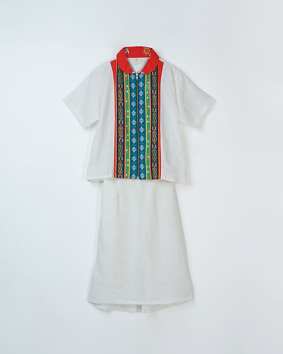 JSC002 - White Dress Set |Sumba| Motif | Indonesian Collection | Linen