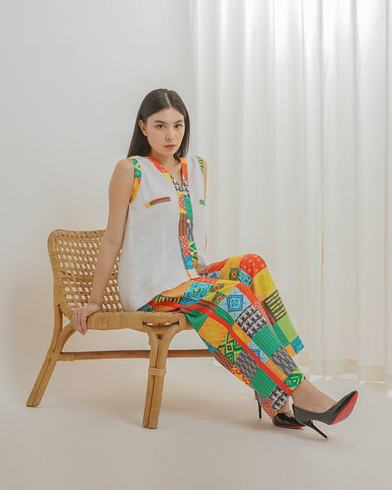 JSC008 - Long Pants Patchwork |Sumba| Motif |Patchwork | Indonesian Collection | Tencel Poplin