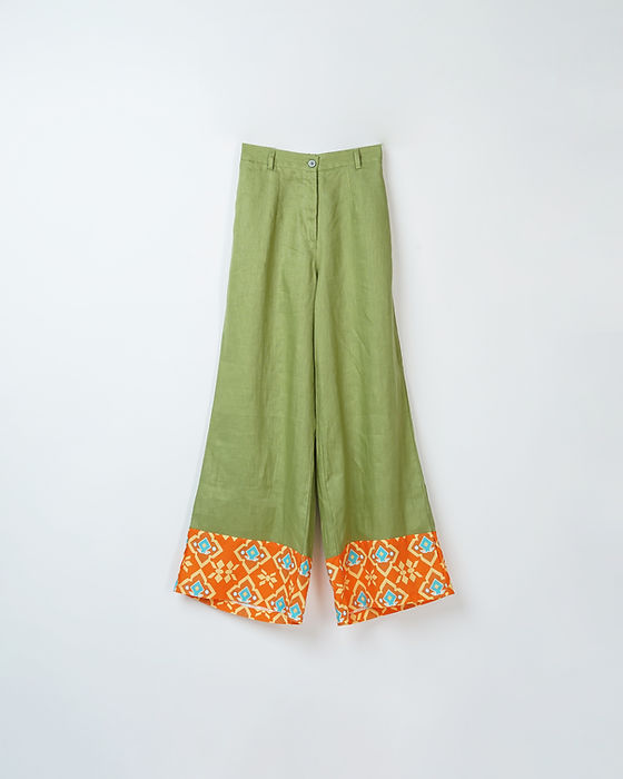 JSC005 - Green Long Pants |Sumba| Motif | Indonesian Collection | Irish Linen