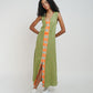 JSC006 - Green Maxi Dress Sleeveless | Sumba | Motif | Indonesian Collection | Irish Linen