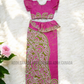 KG1306 - Pink colur with greenish designed Lama Saree ( Kids Redda Hatte)| Ceylon Batik | Hand Made | Kids Collection | Summer Collection | Cotton Lama Saree | Kids Redda Hatte | Casual wear