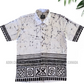 SH1358 - White Batik shirt with Black designed| Ceylon Batik | Hand Made | Men's Collection | Cotton Shirt | Summer Wear