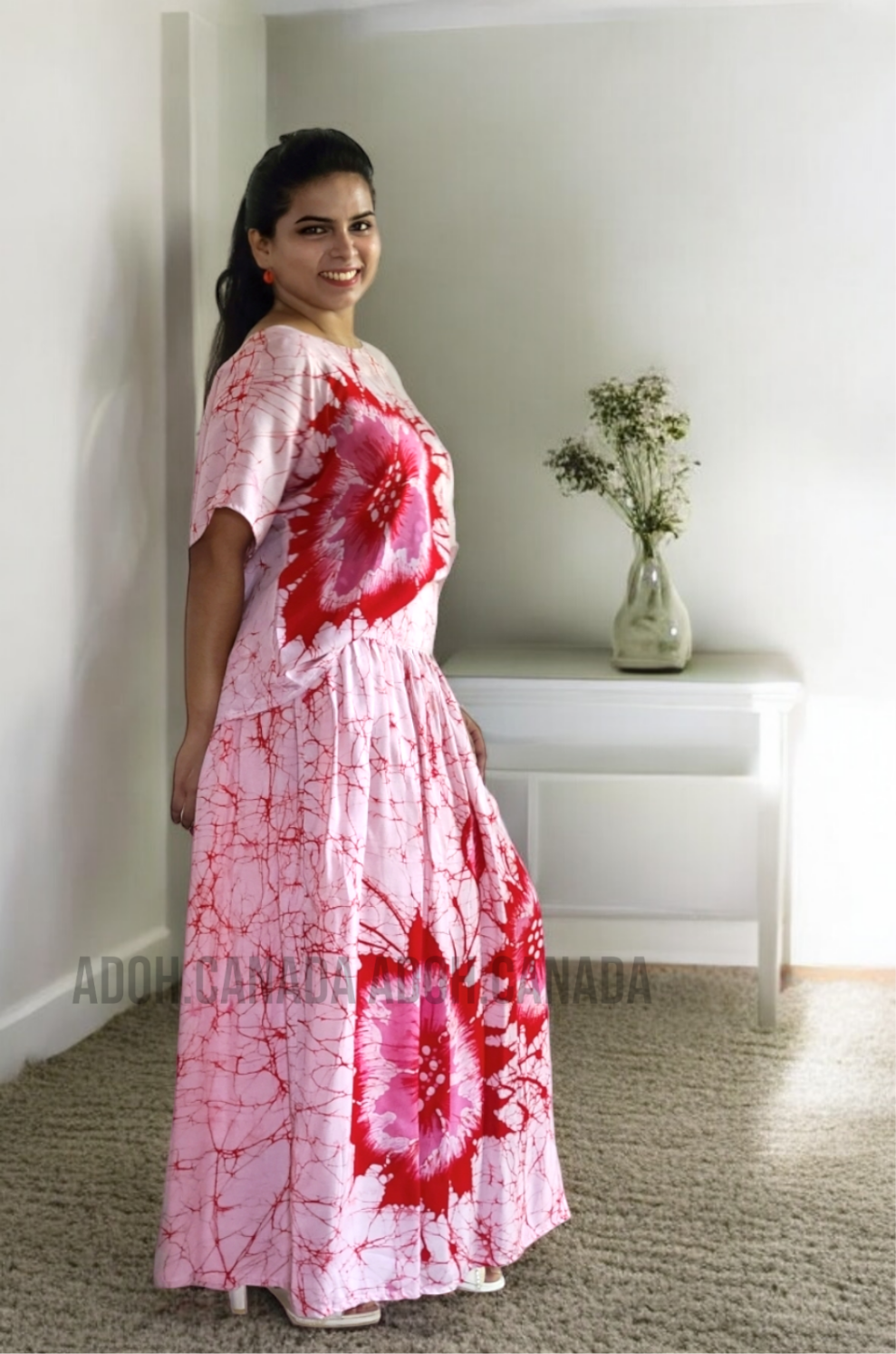 CC1208 - Pink and Hot Pink Floral Designed Long Batik Skirt and Top| Ceylon Batik | Hand Made | Summer Collection | Batik Skirt and Top | Summer Wear