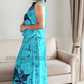 CC1209 - Blue Batik Long Skirt & Top with dark blue floral design| Ceylon Batik | Hand Made | Summer Collection | Batik Skirt and Top| Summer Wear |Party wear