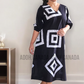 CC1217- Black Cotton Batik Dress with white square design | Ceylon Batik | Hand Made |Summer Collection | Cotton Dress | Summer wear