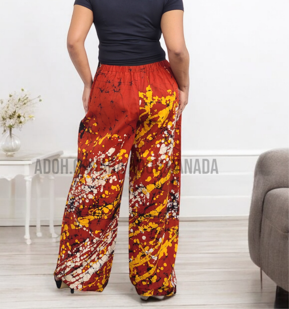 CC1210 - Red and yellow Batik Pant and Top | Ceylon Batik | Hand Made | Summer Collection | Cotton Pant | Summer Wear