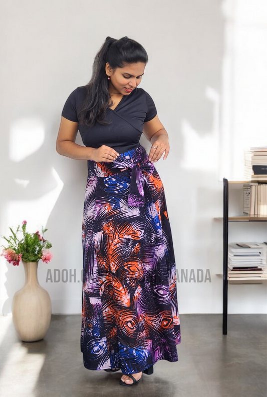 CC1195 - Peacock feather designed Long Batik Skirt | Ceylon Batik | Hand Made | Summer Collection | Cotton Skirts | Summer Wear