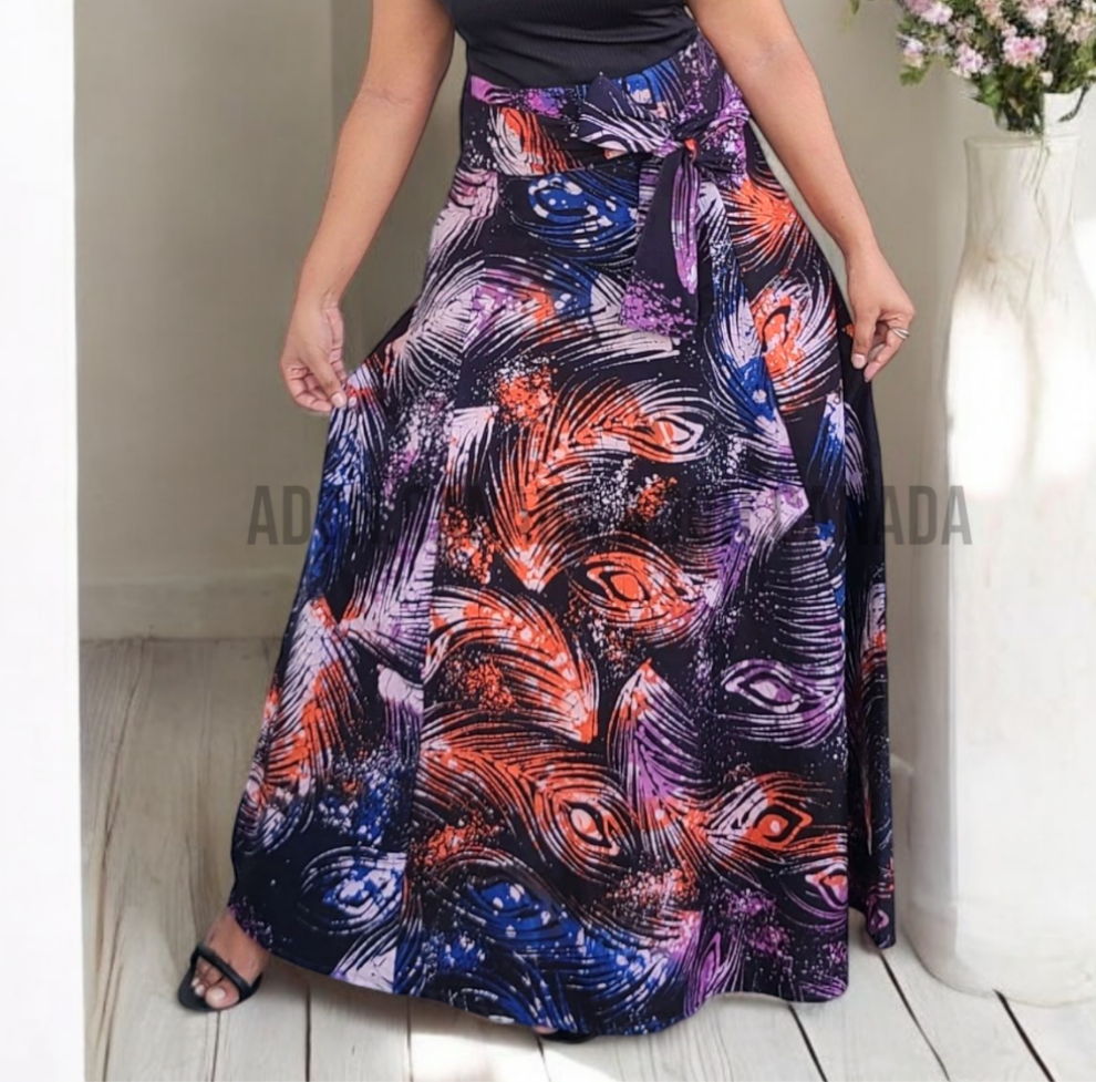 CC1195 - Peacock feather designed Long Batik Skirt | Ceylon Batik | Hand Made | Summer Collection | Cotton Skirts | Summer Wear