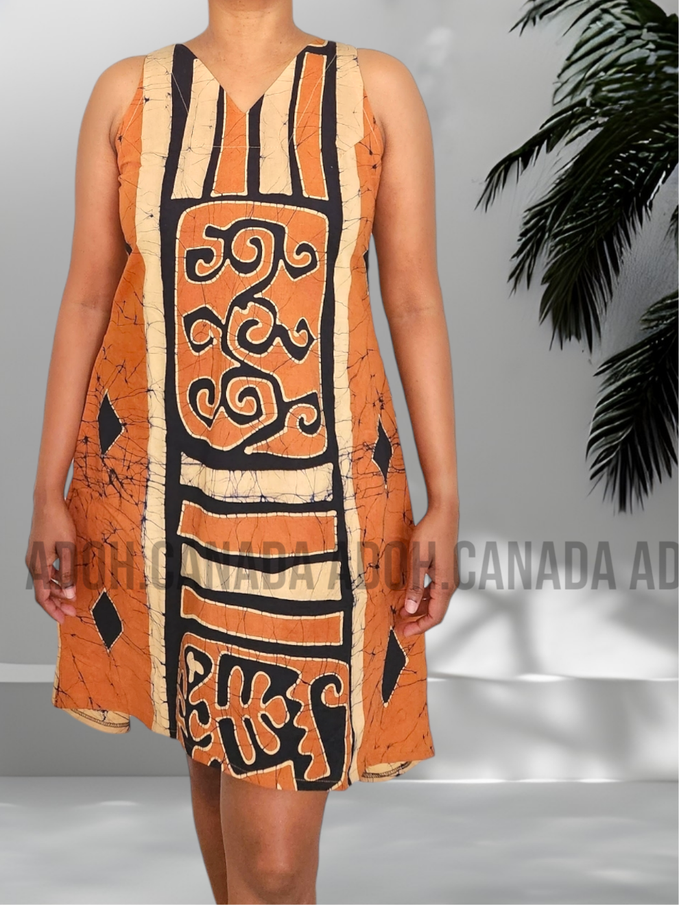 CC0538- Baige & Brown Batik Dress with black design | Ceylon Batik | Hand Made |Summer Collection | Cotton Dress | Summer Wear