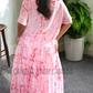 CC1208 - Pink and Hot Pink Floral Designed Long Batik Skirt and Top| Ceylon Batik | Hand Made | Summer Collection | Batik Skirt and Top | Summer Wear