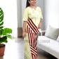 LU1233 - Light yellow with black and red designed Batik Lungi Skirt and Top|Ceylon Batik | Hand Made | Summer Collection | Cotton Batik Lungi | Traditional Collection