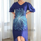 SC1200- Blue Silk Batik Dress with white design | Ceylon Batik | Hand Made |Exclusive Collection | Silk Dress | Party Wear