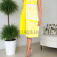 CC0598- Yellow Batik Dress with White design | Ceylon Batik | Hand Made |Summer Collection | Cotton Dress | Summer Wear