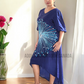 SC1200- Blue Silk Batik Dress with white design | Ceylon Batik | Hand Made |Exclusive Collection | Silk Dress | Party Wear