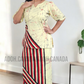 LU1233 - Light yellow with black and red designed Batik Lungi Skirt and Top|Ceylon Batik | Hand Made | Summer Collection | Cotton Batik Lungi | Traditional Collection