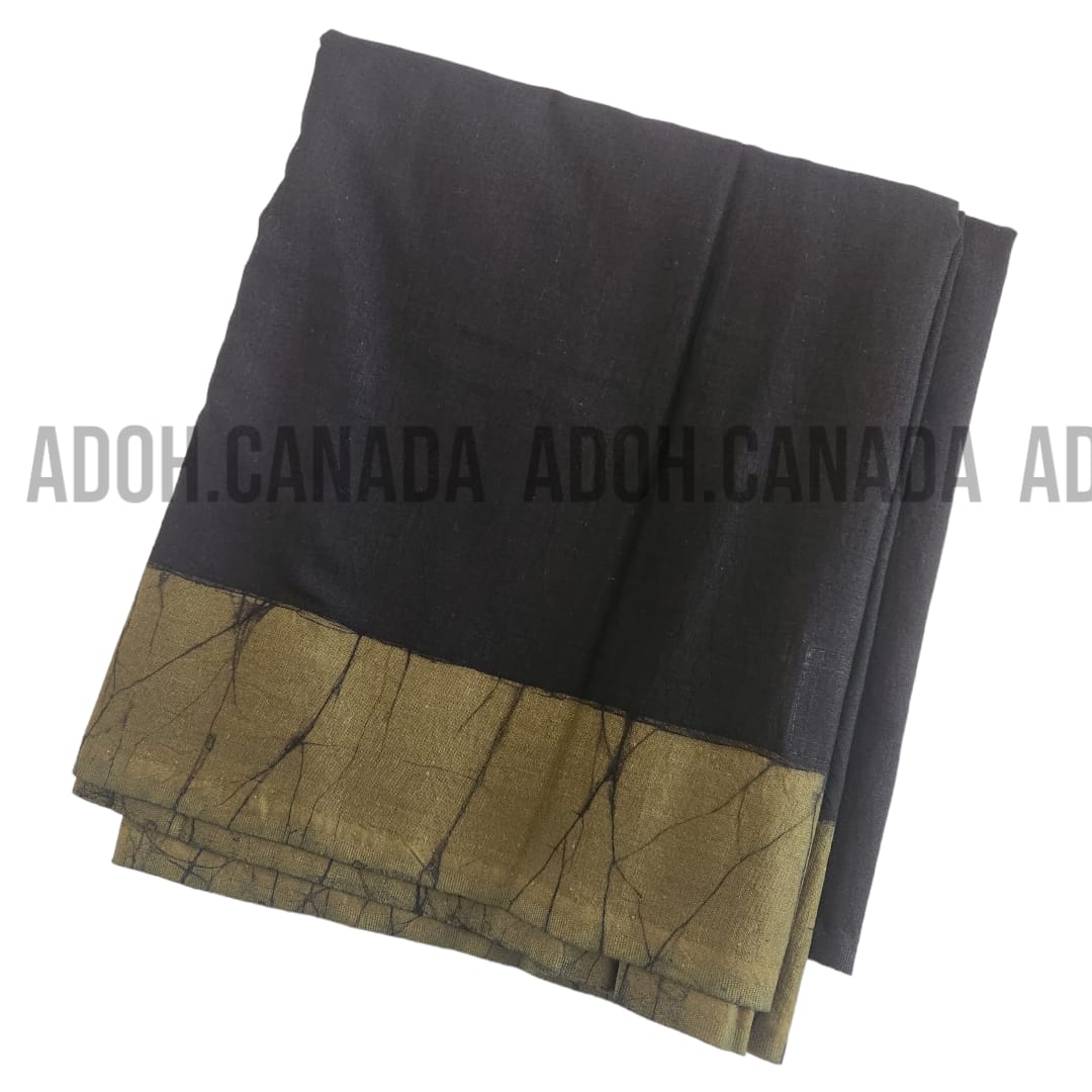 CSA0025 - Black Sarong with Khaki green border| Ceylon Batik | Hand Made | Men's Collection | Cotton Sarong| Summer Wear | Party Wear