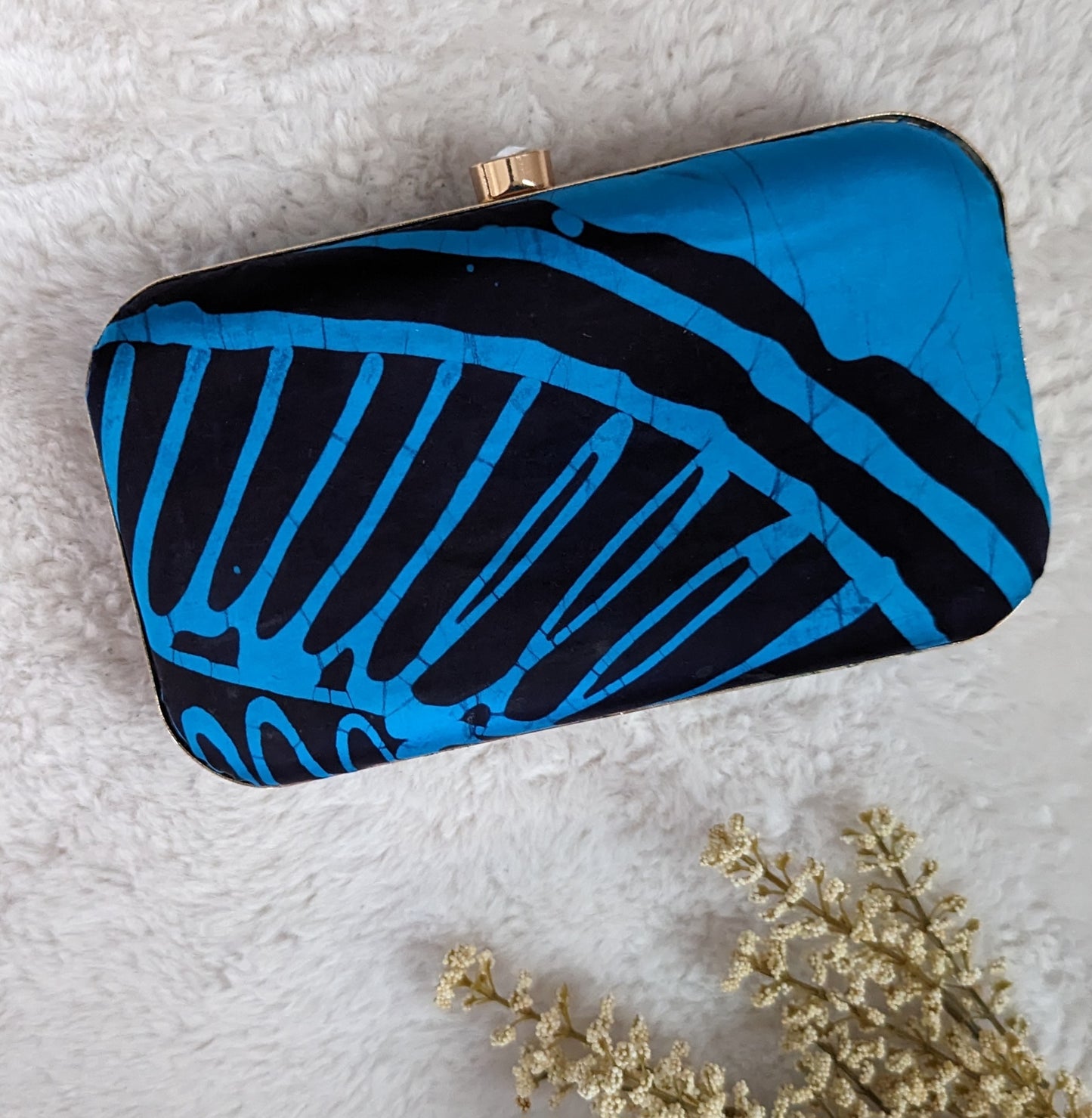 CL0001 - Blue & Black Clutch Bag  | Ceylon Batik | Hand Crafted| Accessories| Clutch Bag | Party Wear