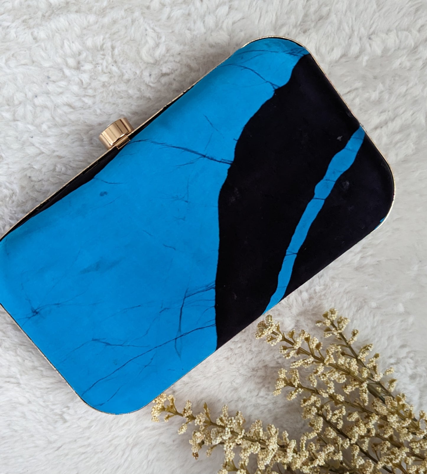 CL0001 - Blue & Black Clutch Bag  | Ceylon Batik | Hand Crafted| Accessories| Clutch Bag | Party Wear