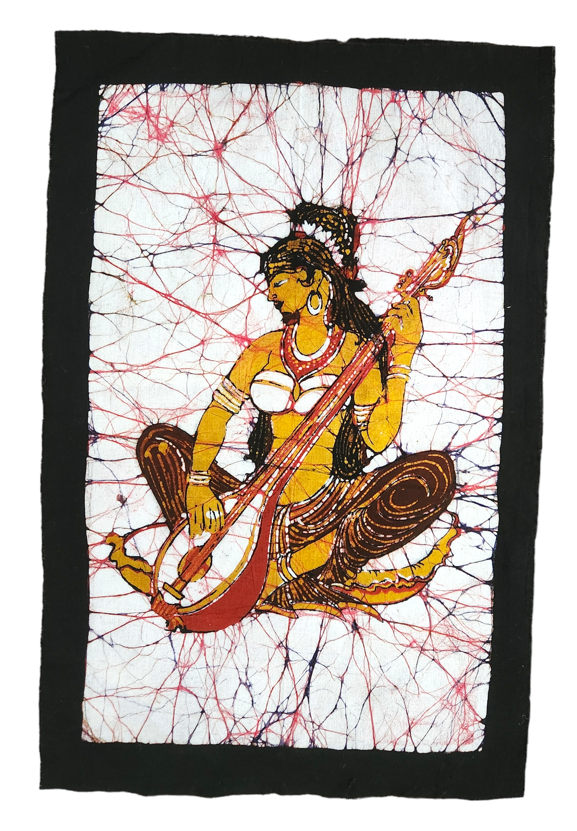 WA005 Wall Art -A Lady Playing Sitar in White Background