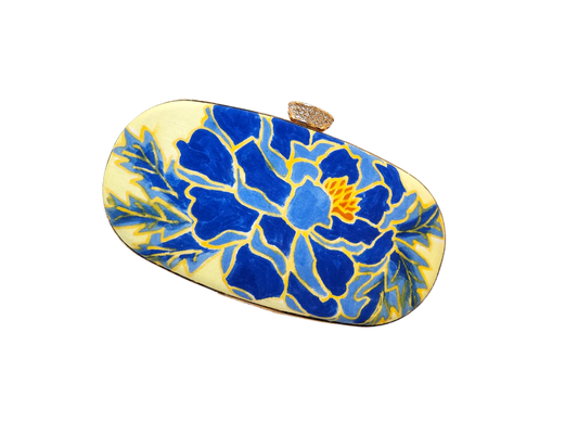 CL0006 - Blue & Yellow Clutch Bag  | Ceylon Batik | Hand Crafted| Accessories| Clutch Bag | Party Wear