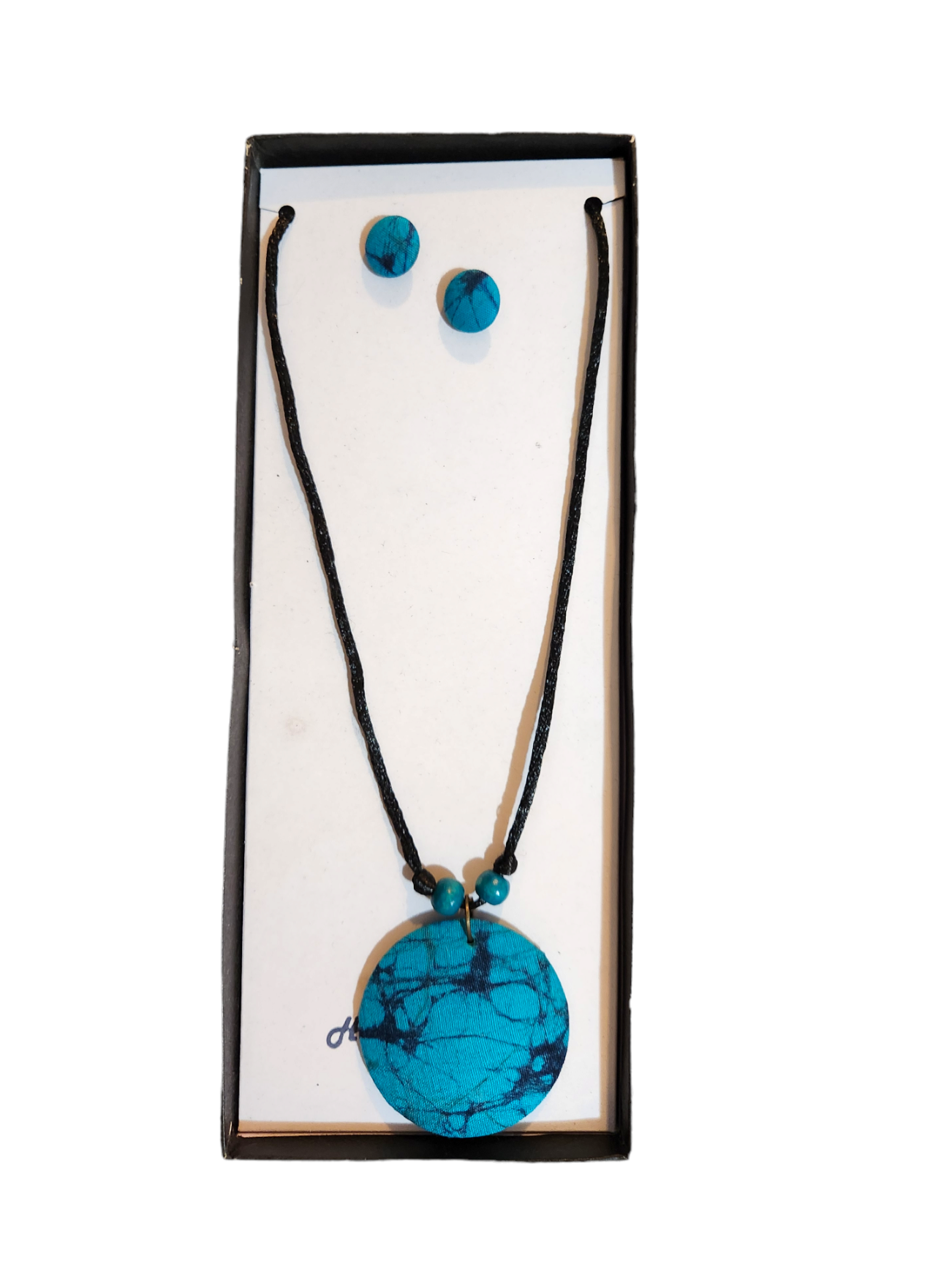 J0001 - Blue Batik Necklace with earrings