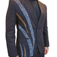 BL001 - Black Blazer with white and brown batik design /Batik Blazer /Gents Blazer /partywear/formal wear