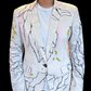 BL003 - White Blazer with abstract batik design/Batik Blazer /Women's Blazer /partywear/formal wear