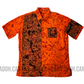 SH180 -Orange with Maroon Cracks with Black Design Batik Shirt | Ceylon Batik | Hand Made | Men's Collection | Cotton Shirt | Summer Wear