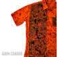 SH180 -Orange with Maroon Cracks with Black Design Batik Shirt | Ceylon Batik | Hand Made | Men's Collection | Cotton Shirt | Summer Wear