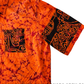 SH180 -Orange with Maroon Cracks with Black Design Batik Shirt | Ceylon Batik | Hand Made | Men's Collection | Cotton Shirt | Summer Wear