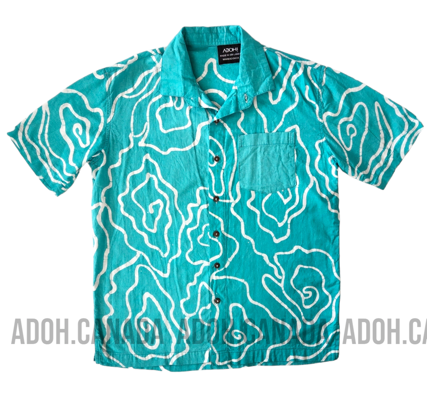 SH470 -Ocean Blue Batik Shirt | Ceylon Batik | Hand Made | Men's Collection | Cotton Shirt | Summer Wear