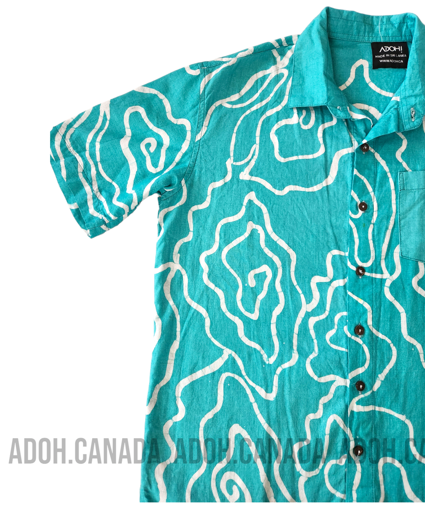 SH470 -Ocean Blue Batik Shirt | Ceylon Batik | Hand Made | Men's Collection | Cotton Shirt | Summer Wear