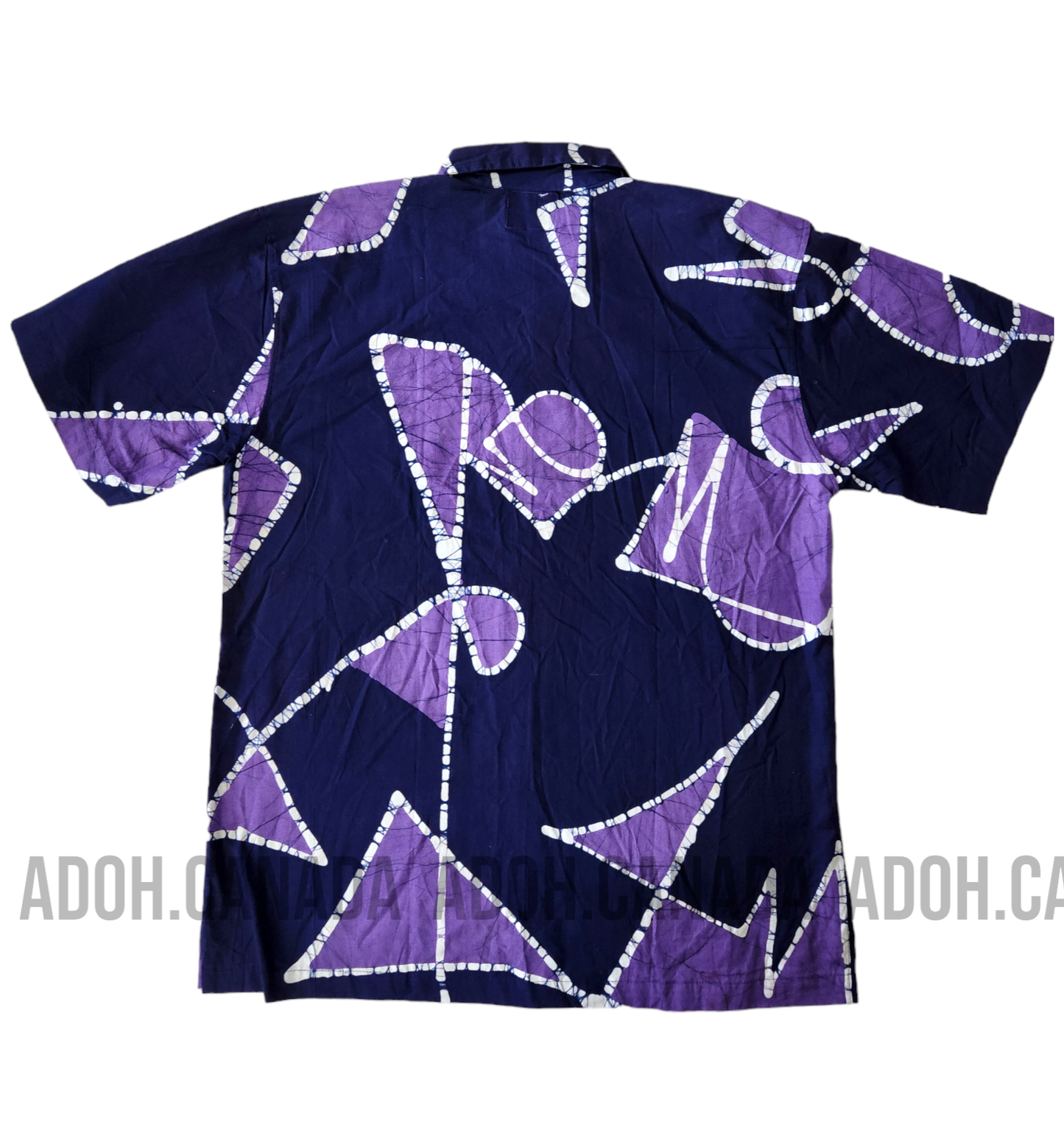 SH699 - Purple and Dark Blue Batik Shirt | Ceylon Batik | Hand Made | Men's Collection | Cotton Shirt | Summer Wear