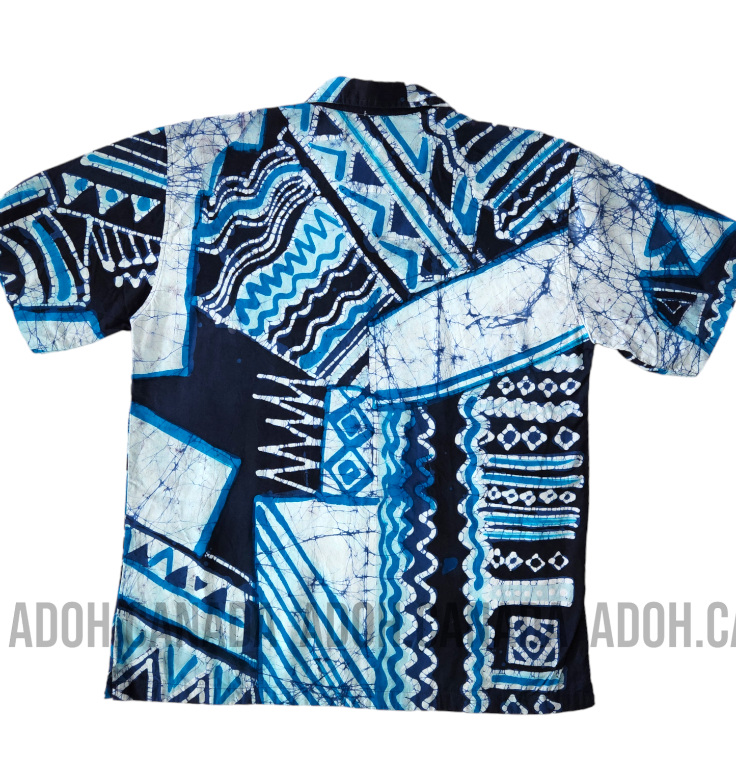 SH701 - Light Blue and Dark Blue Batik Shirt | Ceylon Batik | Hand Made | Men's Collection | Cotton Shirt | Summer Wear