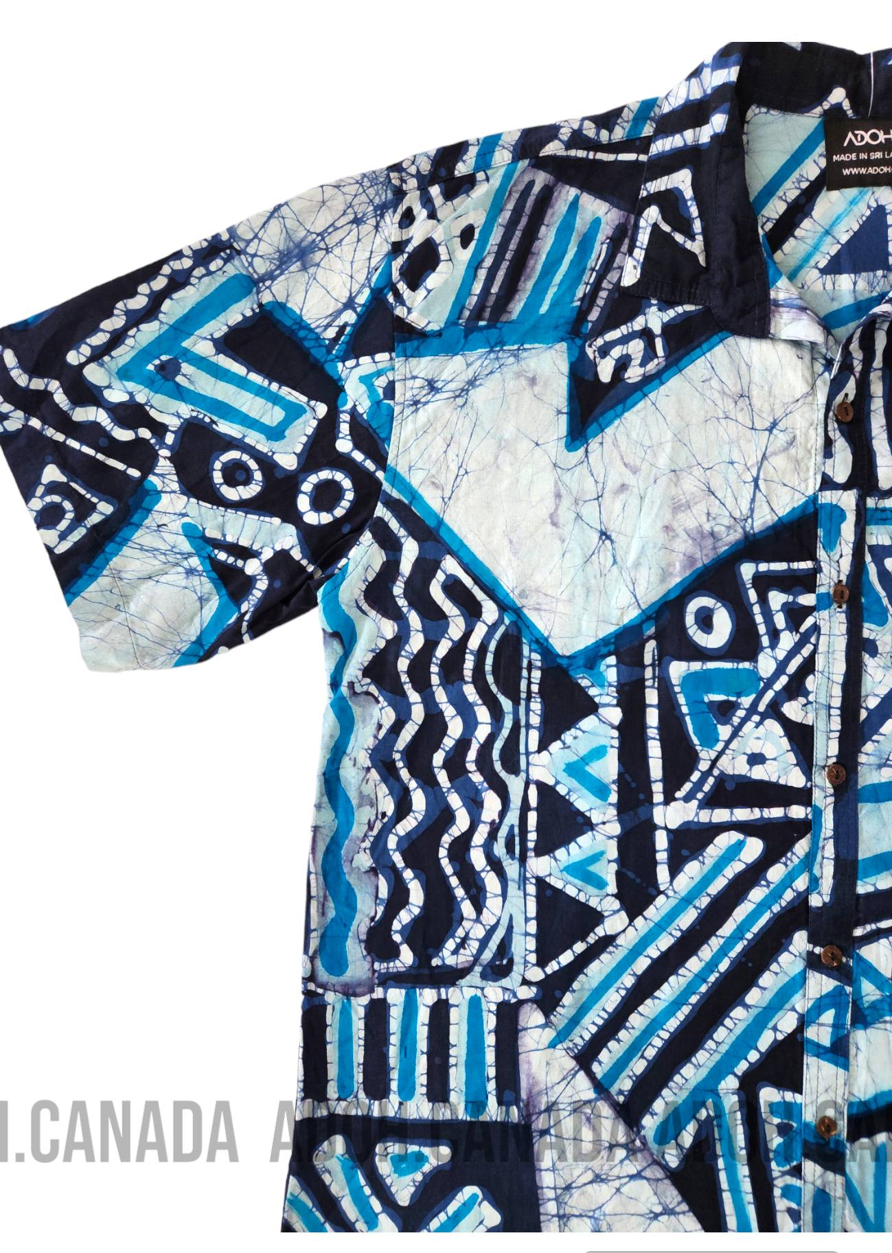 SH701 - Light Blue and Dark Blue Batik Shirt | Ceylon Batik | Hand Made | Men's Collection | Cotton Shirt | Summer Wear