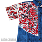 SH703 - Dull Blue with Red and white Design Batik Shirt | Ceylon Batik | Hand Made | Men's Collection | Cotton Shirt | Summer Wear