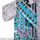 SH702 - Gray Shirt with Blue and Black Design Batik Shirt | Ceylon Batik | Hand Made | Men's Collection | Cotton Shirt | Summer Wear