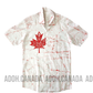 SH007 - White with Red Cracks with Maple leaf Batik Shirt|Canada Day | Ceylon Batik | Hand Made | Men's Collection | Cotton Shirt | Summer Wear