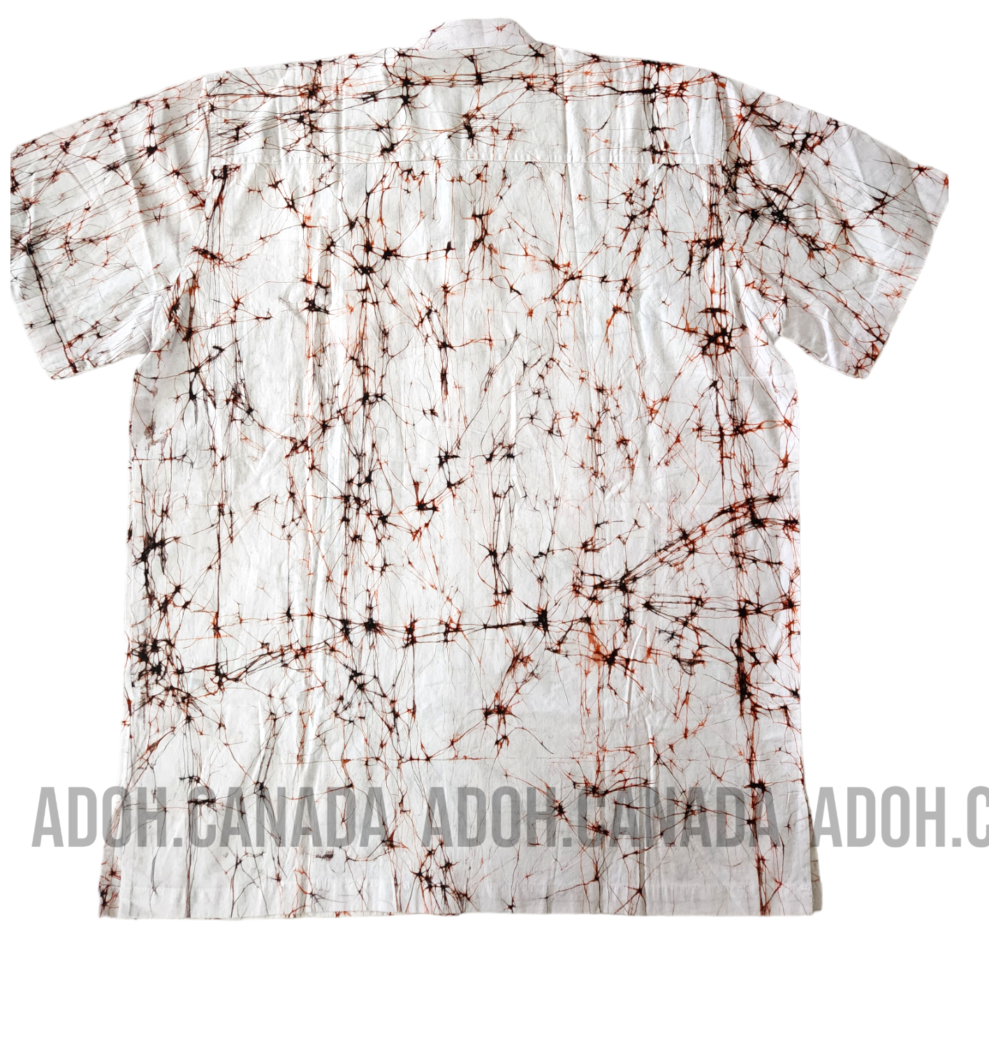 SH290 -White Shirt with Black and Red Cracks | Ceylon Batik | Hand Made | Men's Collection | Cotton Shirt | Summer Wear