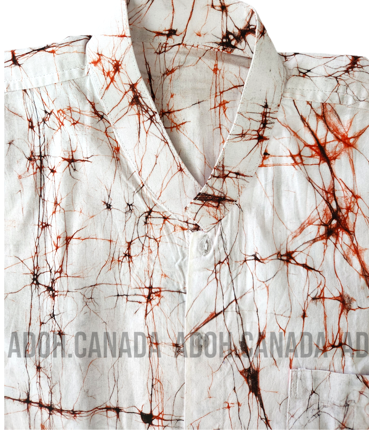 SH290 -White Shirt with Black and Red Cracks | Ceylon Batik | Hand Made | Men's Collection | Cotton Shirt | Summer Wear