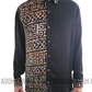 SSH626 - Black Shirt With Brown & White Design | Ceylon Batik | Hand Made | Men's Collection | Silk Shirt | Summer Wear | Party Wear